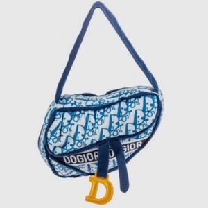 Doggie Dior “Dogior” Blue and White Saddle Bag Toy